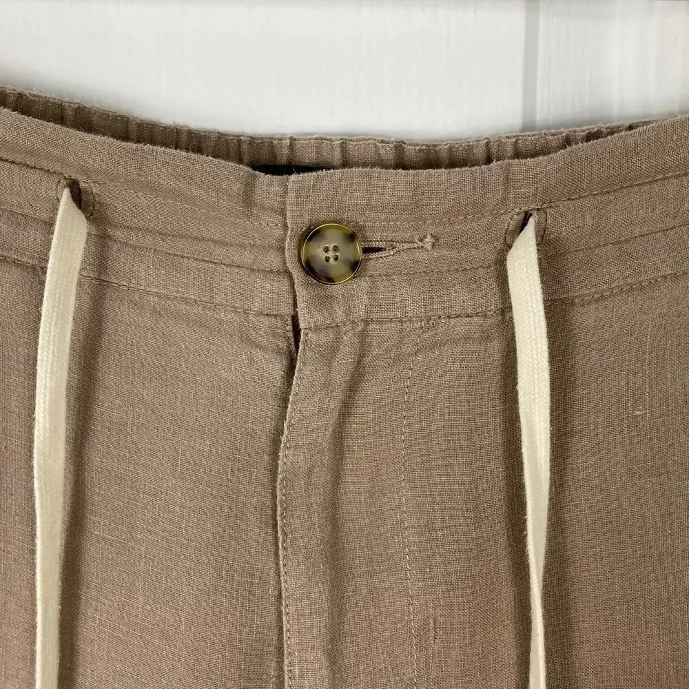 Nwot VINCE Pants Men L Tan-Brown Hemp Drawstring Pocket Ankle Chino